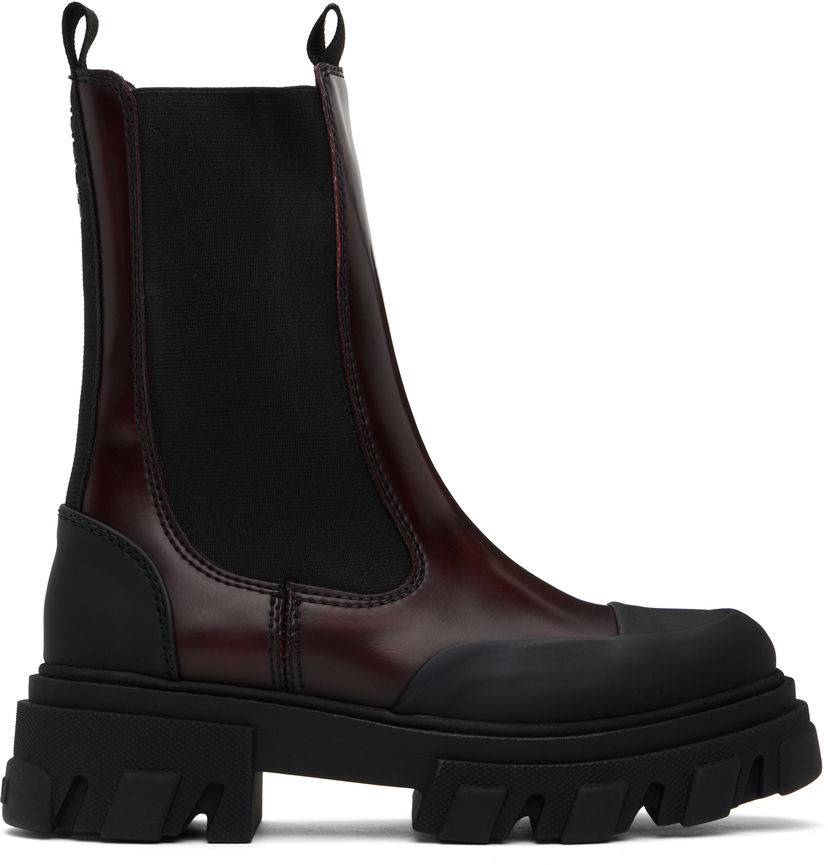 Oblačila GANNI GANNI Cleated Mid Chelsea Boots Bordo | S2897