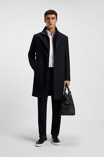 Plašči BOSS Regular-fit wool-cashmere coat with detachable inner vest Mornarica | 50551085, 1