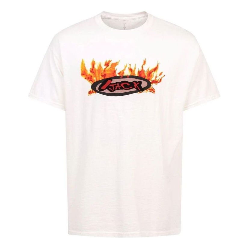 Majica Cactus Jack by Travis Scott Travis Scott Cactus Jack Flame T-Shirt Bela | CJFM-SS15