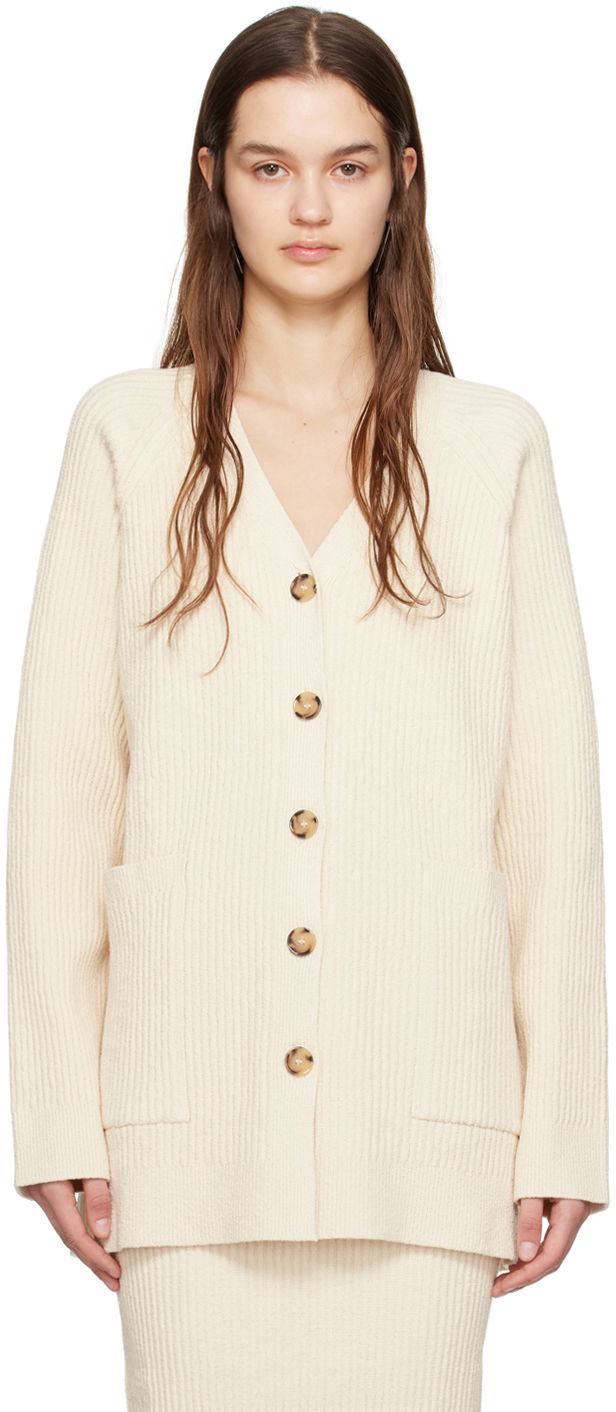 Pleteni pulover TOTEME TOTEME Women's Ribbed Knit Cardigan Bež | 242-WRT2183-YA0042