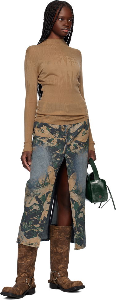 Pleteni pulover Feng Chen Wang Feng Chen Wang Transparent Ribbed Knit Sweater Rjava | FUS19KT03, 3