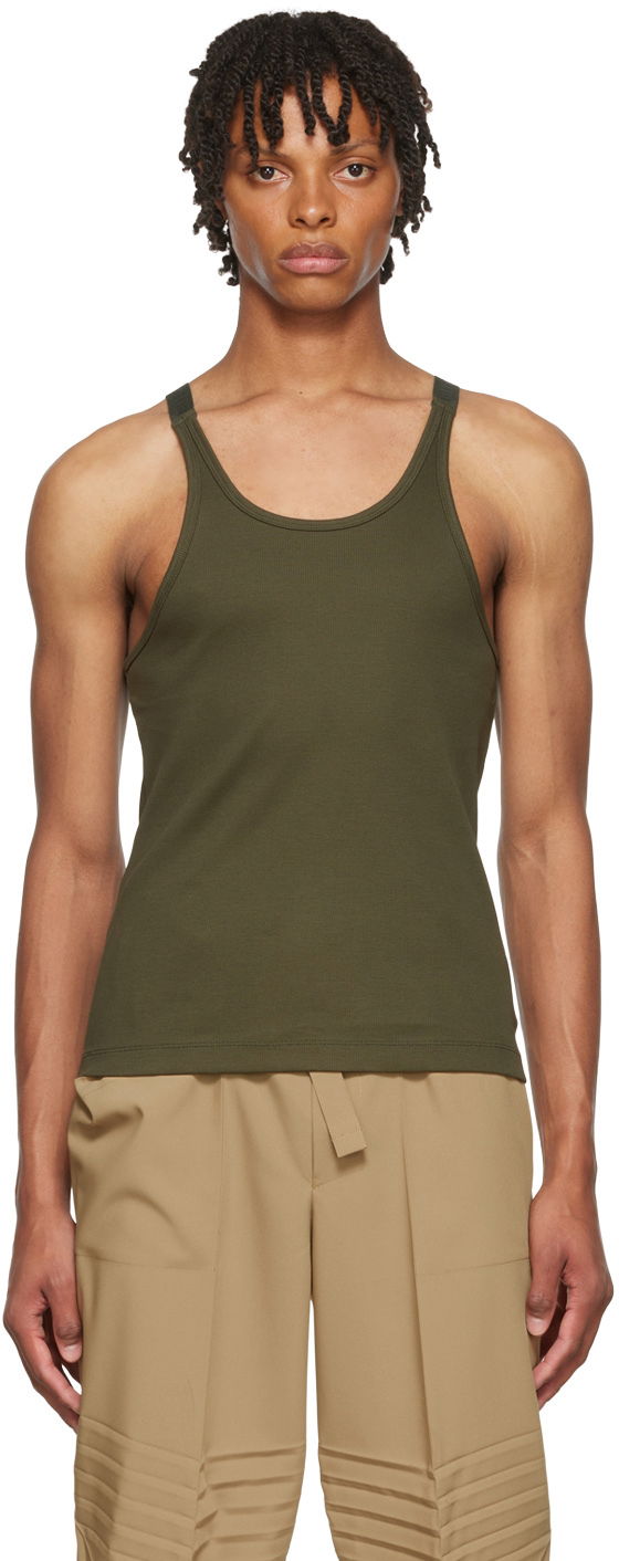 Majica brez rokavov Dion Lee Men's Exclusive Ribbed Tank Top Zelena | MOSS RIB