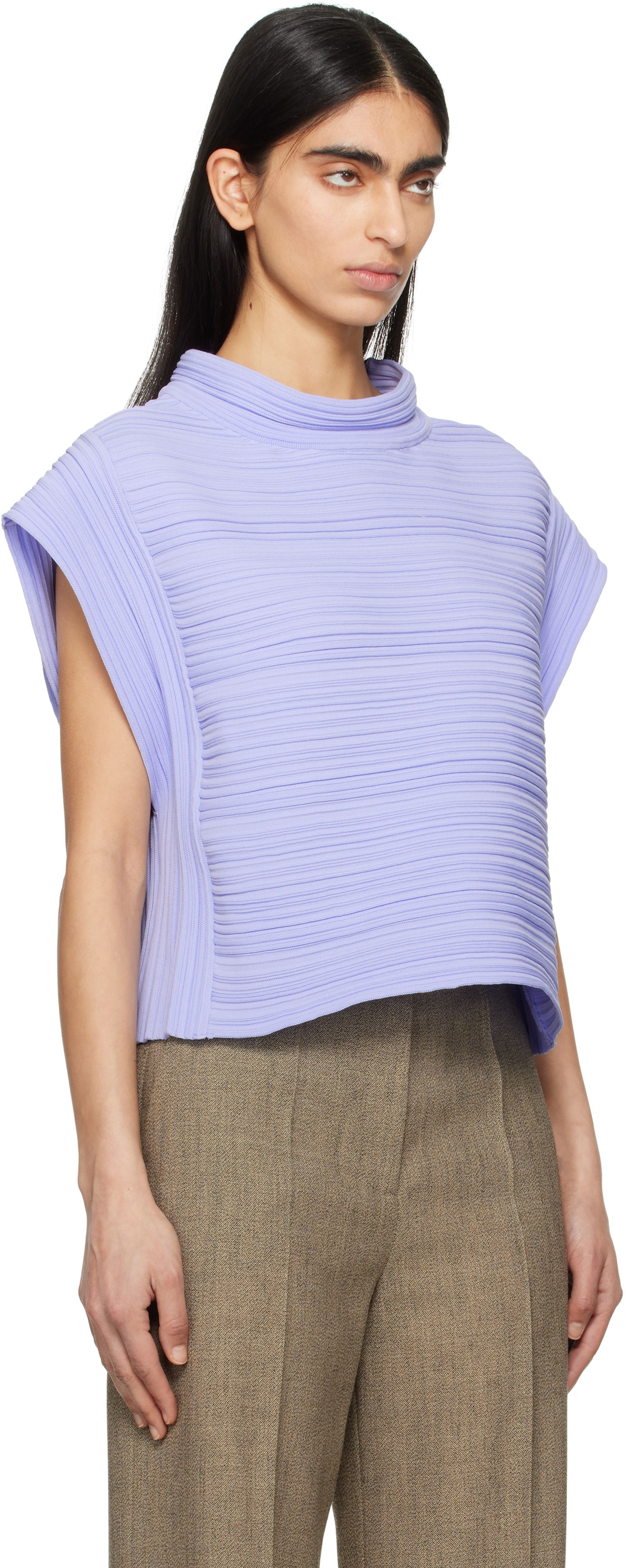 Pleteni pulover Pleats Please Issey Miyake Pleats Please Issey Miyake Crepe Knit Top Lila | PP56KE821, 1