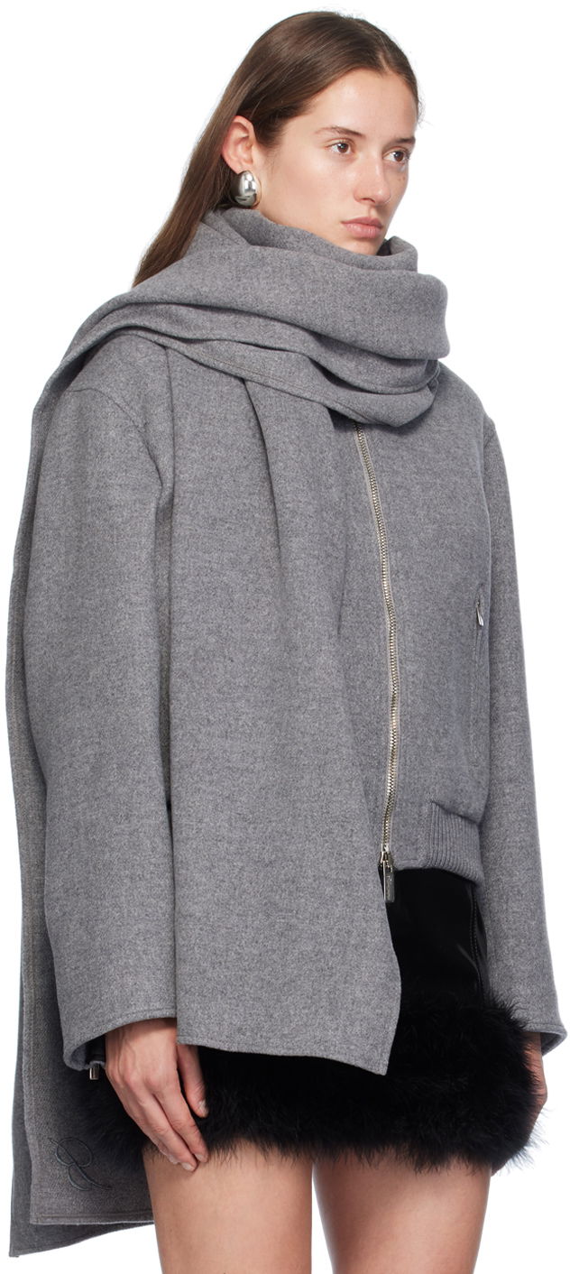 Bomber jakna Blumarine Felt Scarf Bomber Jacket Siva | A422S079A, 1
