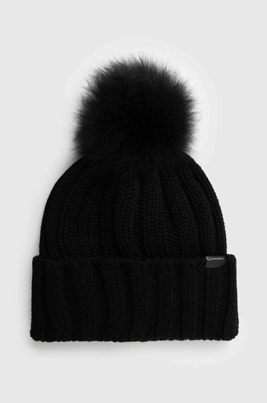 Beanie WOOLRICH Wool Beanie with Pom-Pom Črna | CFWWAC0163FRUF0428, 0