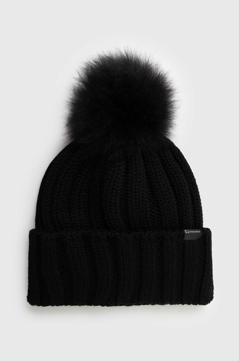 Beanie WOOLRICH Wool Beanie with Pom-Pom Črna | CFWWAC0163FRUF0428