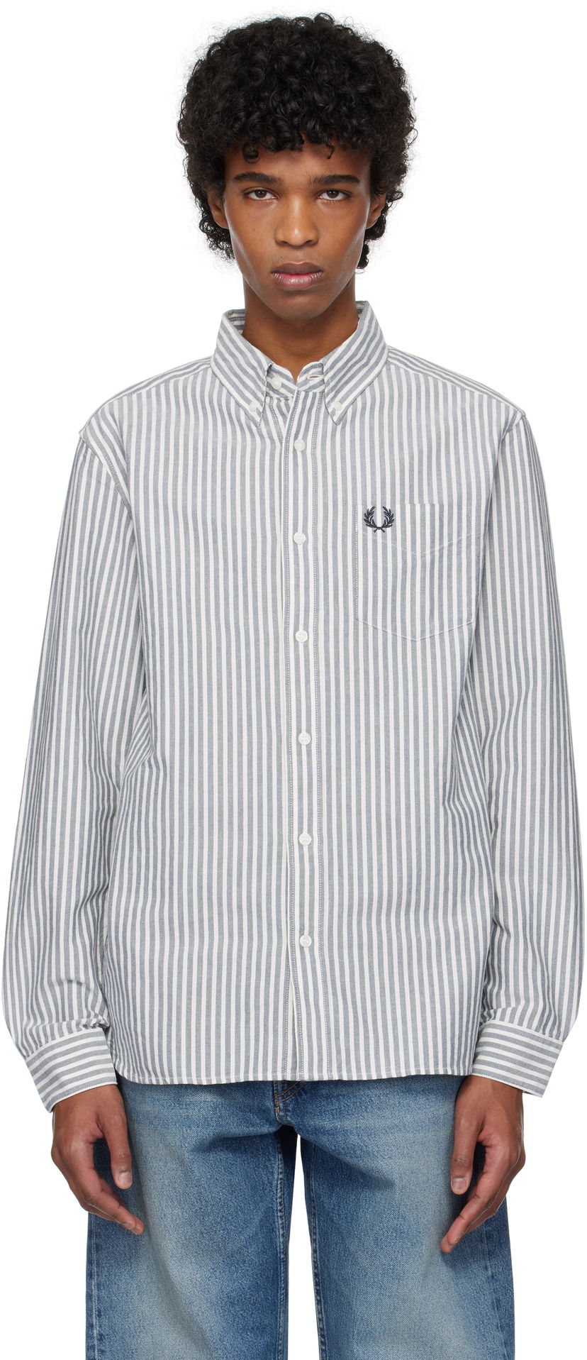 Srajce Fred Perry Fred Perry Striped Oxford Shirt Bela | M6574