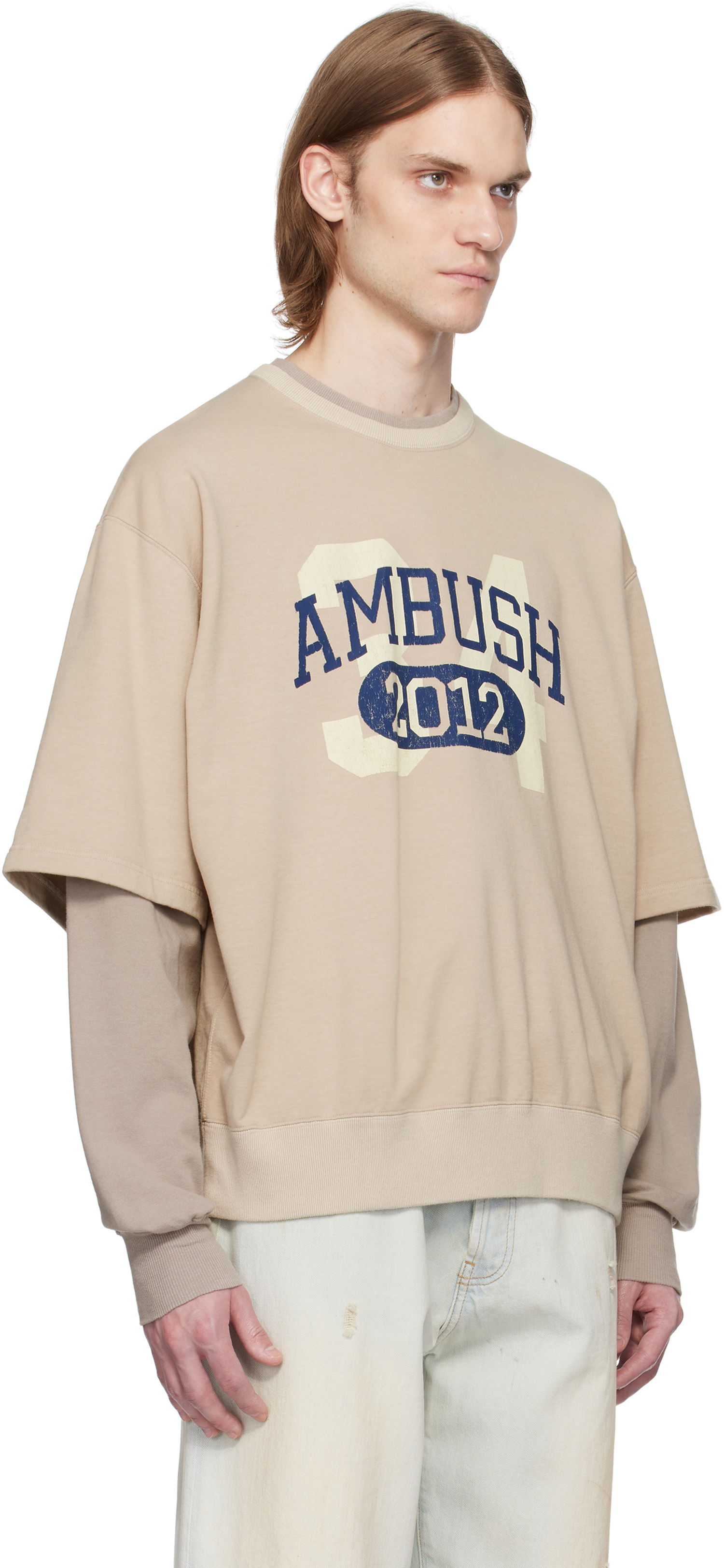 Pleteni pulover Ambush AMBUSH Layered Sweatshirt Bež | 12115331, 1
