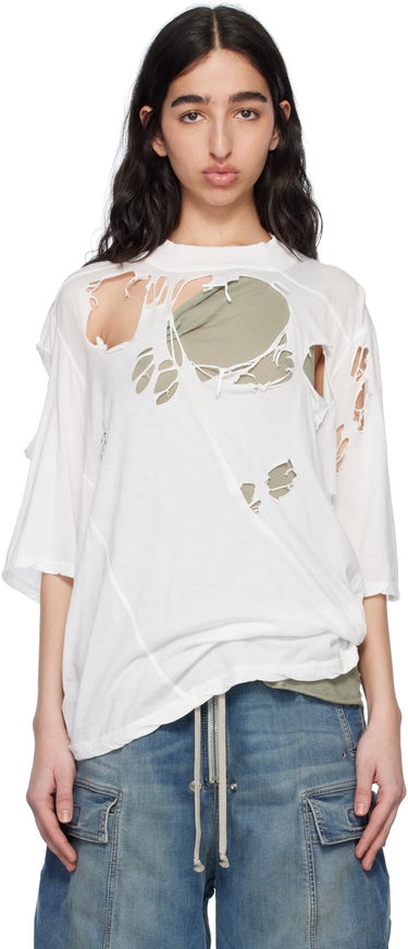 Majica Rick Owens Rick Owens DRKSHDW Distressed T-Shirt Bela | DS01E3201 BHDSD, 0