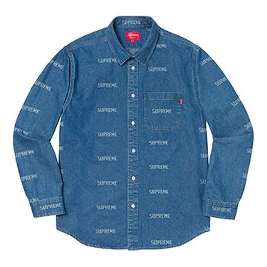 Srajce Supreme Logo Print Denim Shirt Modra | SUP-SS19-962