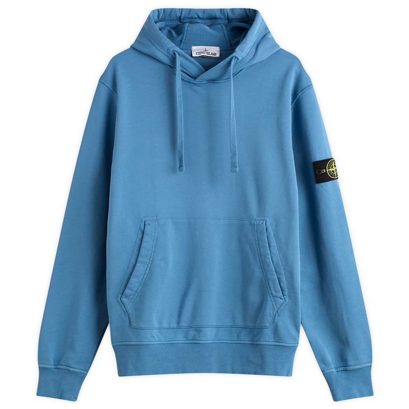 Pulover Stone Island Organic Cotton Fleece Popover Hoodie, Size Large Modra | K2S156100062-V002B