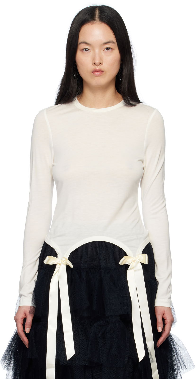 Majica Simone Rocha Simone Rocha Bow Tail T-Shirt Bela | 5313 0571