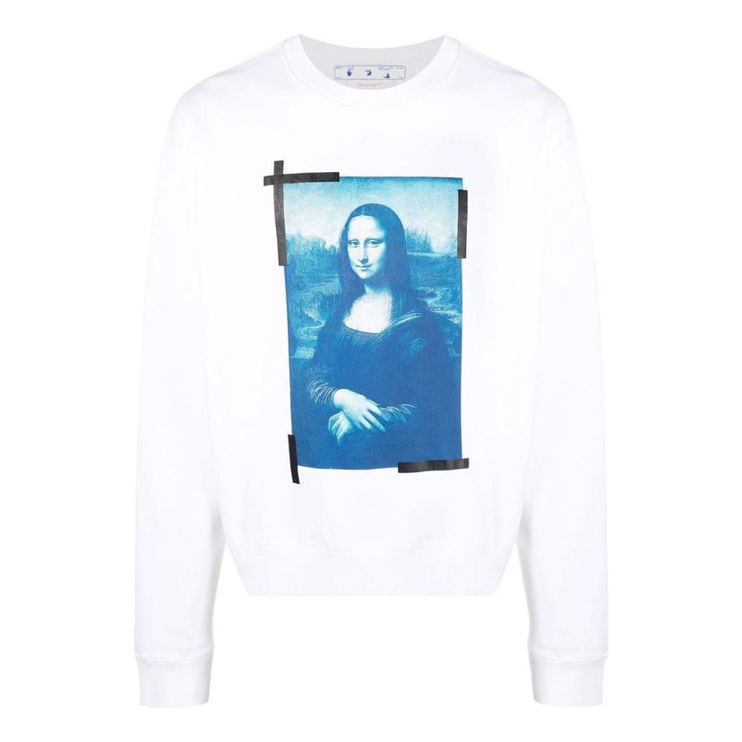 Pulover Off-White Off-White Mona Lisa Graphic Sweatshirt Bela | OMBA058C99FLE0030145
