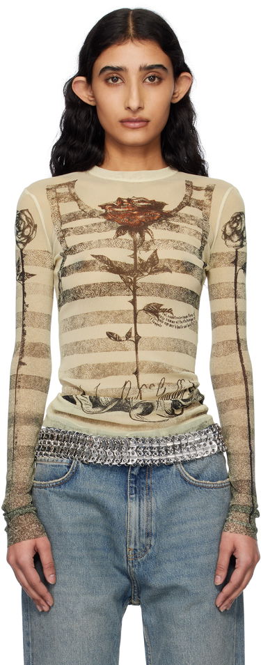 Majica Jean Paul Gaultier Jean Paul Gaultier Tattoo Marinière T-Shirt Bež | 25/34-F-TO274-T585-030030, 0