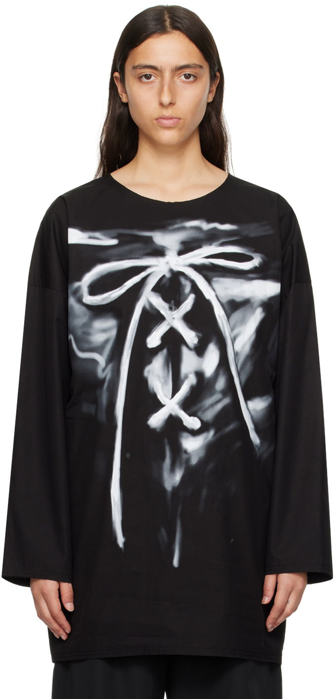 Majica We11done Long Sleeve Graphic T-Shirt Črna | WD-SH3-23-184-U-BK