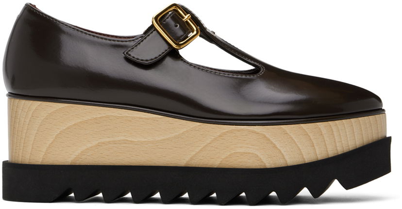 Superge in čevlji Stella McCartney Sneak-Elyse T-Bar Platform Loafers Rjava | 810448AP0350