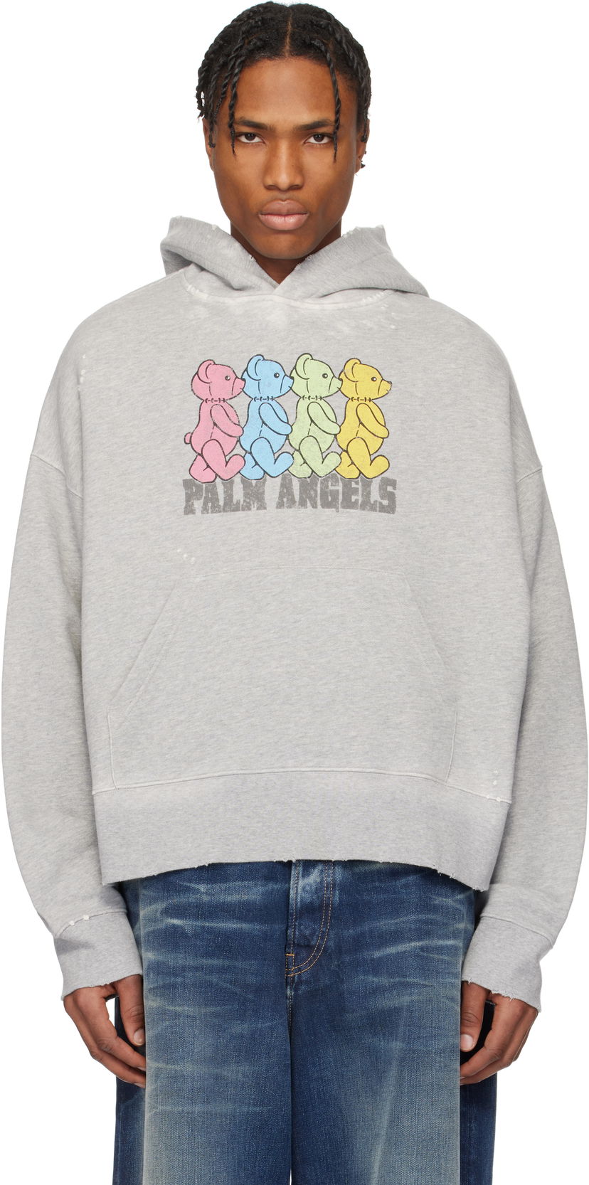 Pulover Palm Angels Palm Angels Multicolor Bears Hoodie Siva | PMBB172S25FLE0020884