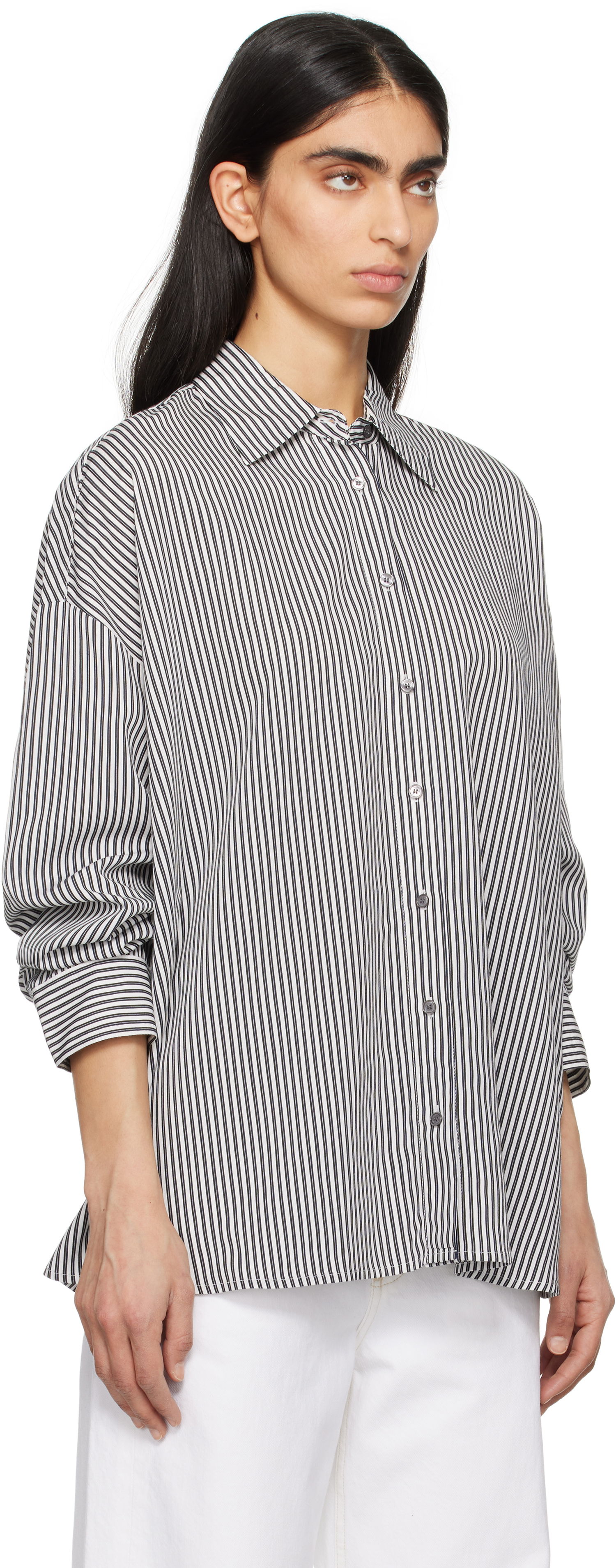 Srajce AGOLDE AGOLDE Roux Striped Button-Down Shirt Bela | A7354-1790, 1