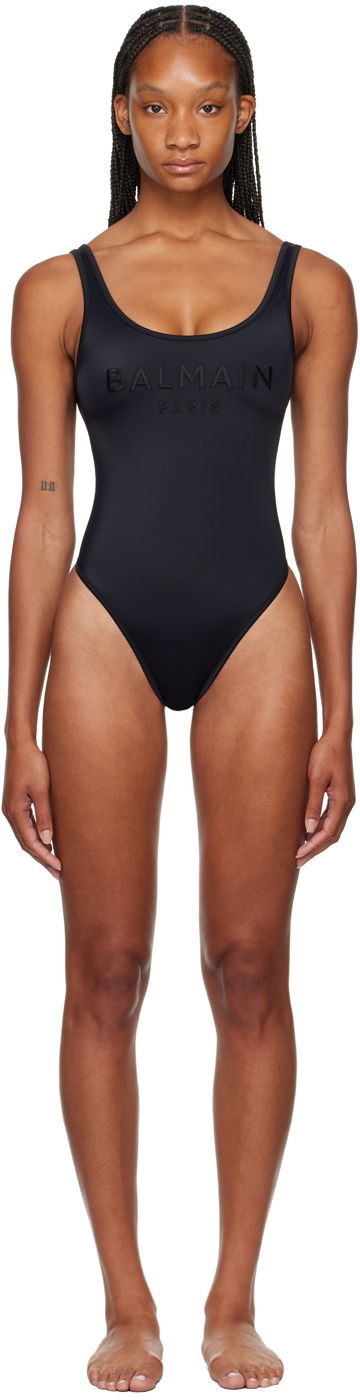 Kopalke Balmain Black Logo Swimsuit Črna | BKBG72100