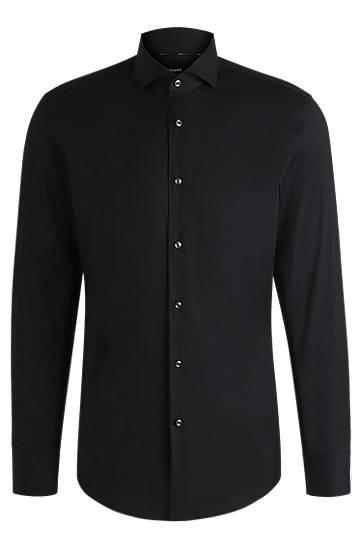 Srajce BOSS Slim Fit Easy-Iron Cotton-Blend Poplin Shirt Črna | 50479915, 0