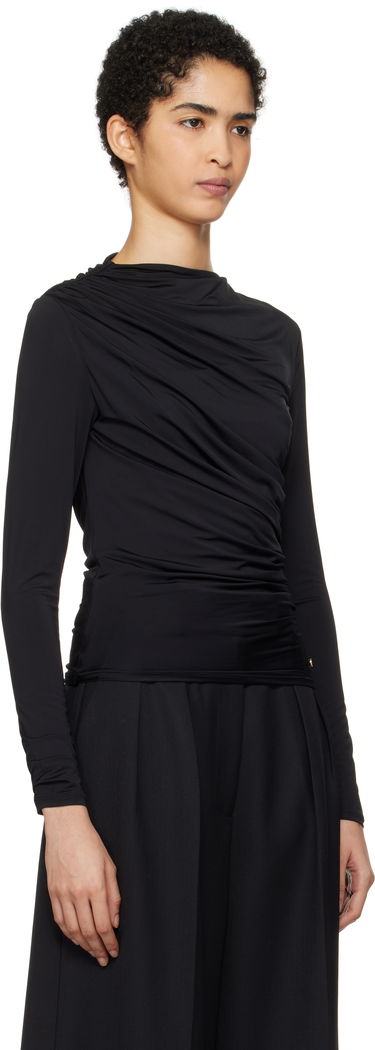 Majica Anine Bing Anine Bing Bray Draped Jersey Top Črna | A-08-10037-BLK29, 3