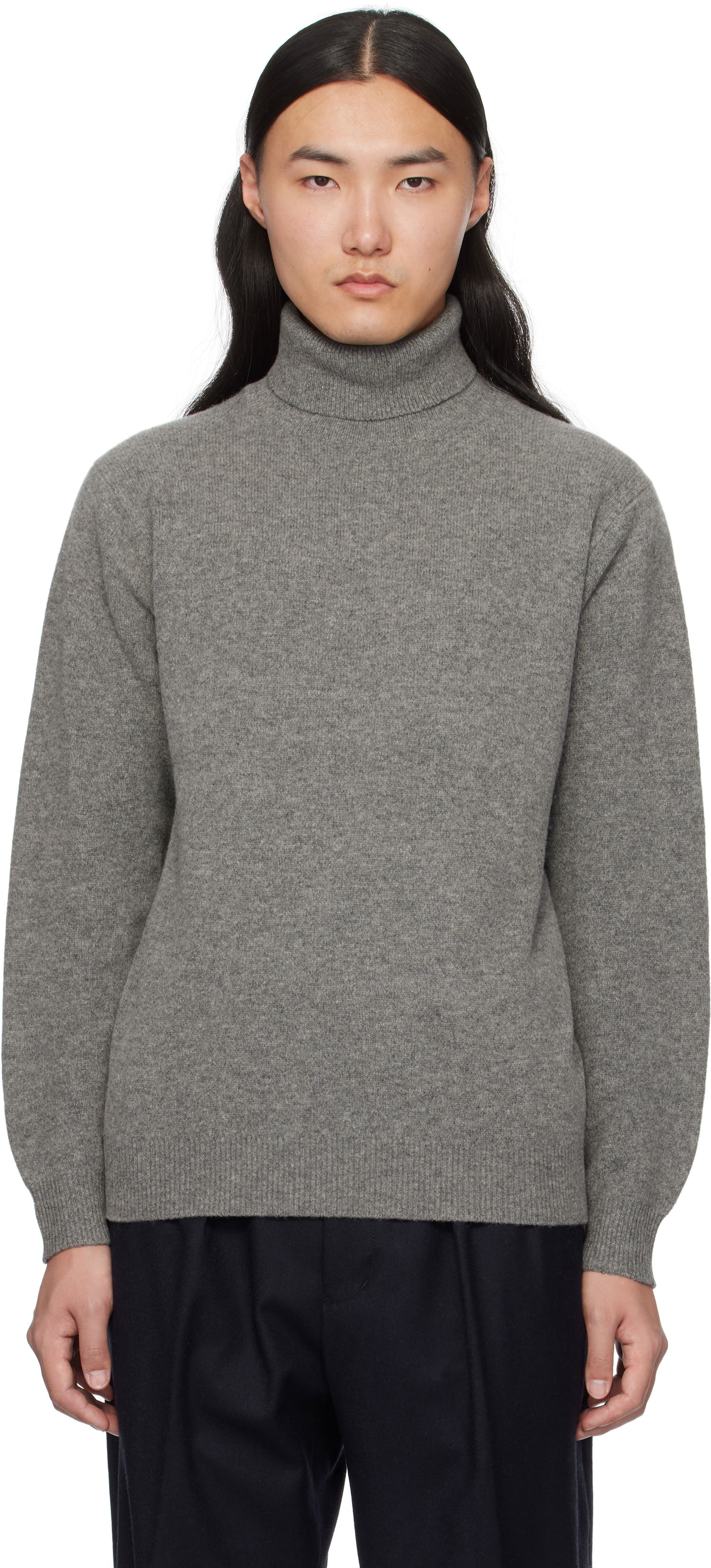 Pleteni pulover BEAMS BEAMS PLUS 9G Turtleneck Sweater Siva | 38150147156, 0