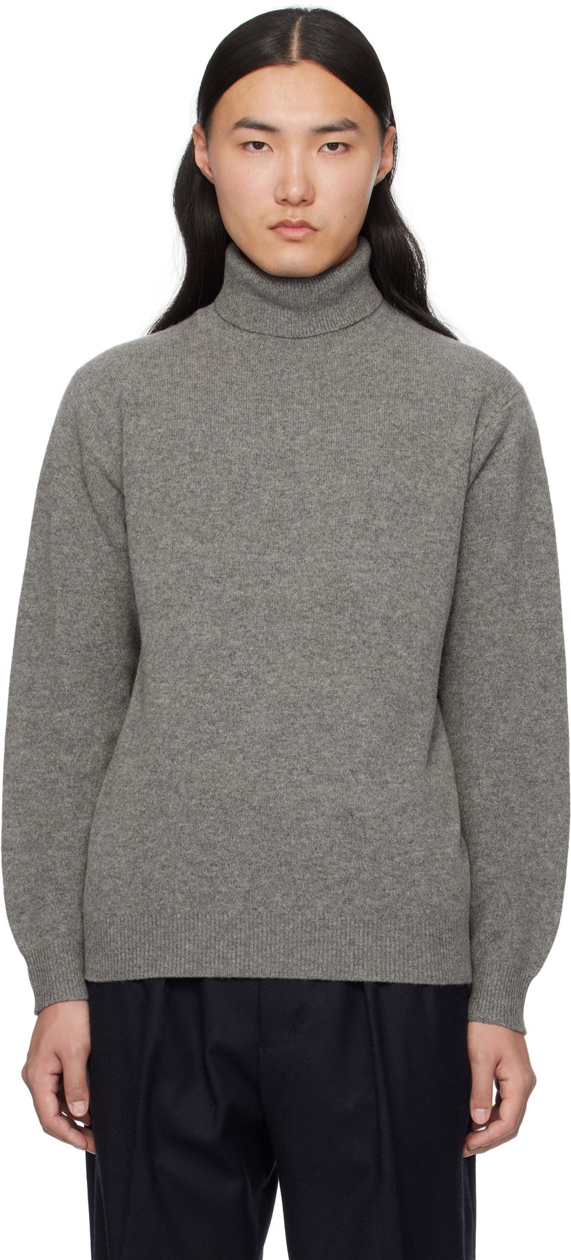 Pleteni pulover BEAMS BEAMS PLUS 9G Turtleneck Sweater Siva | 38150147156