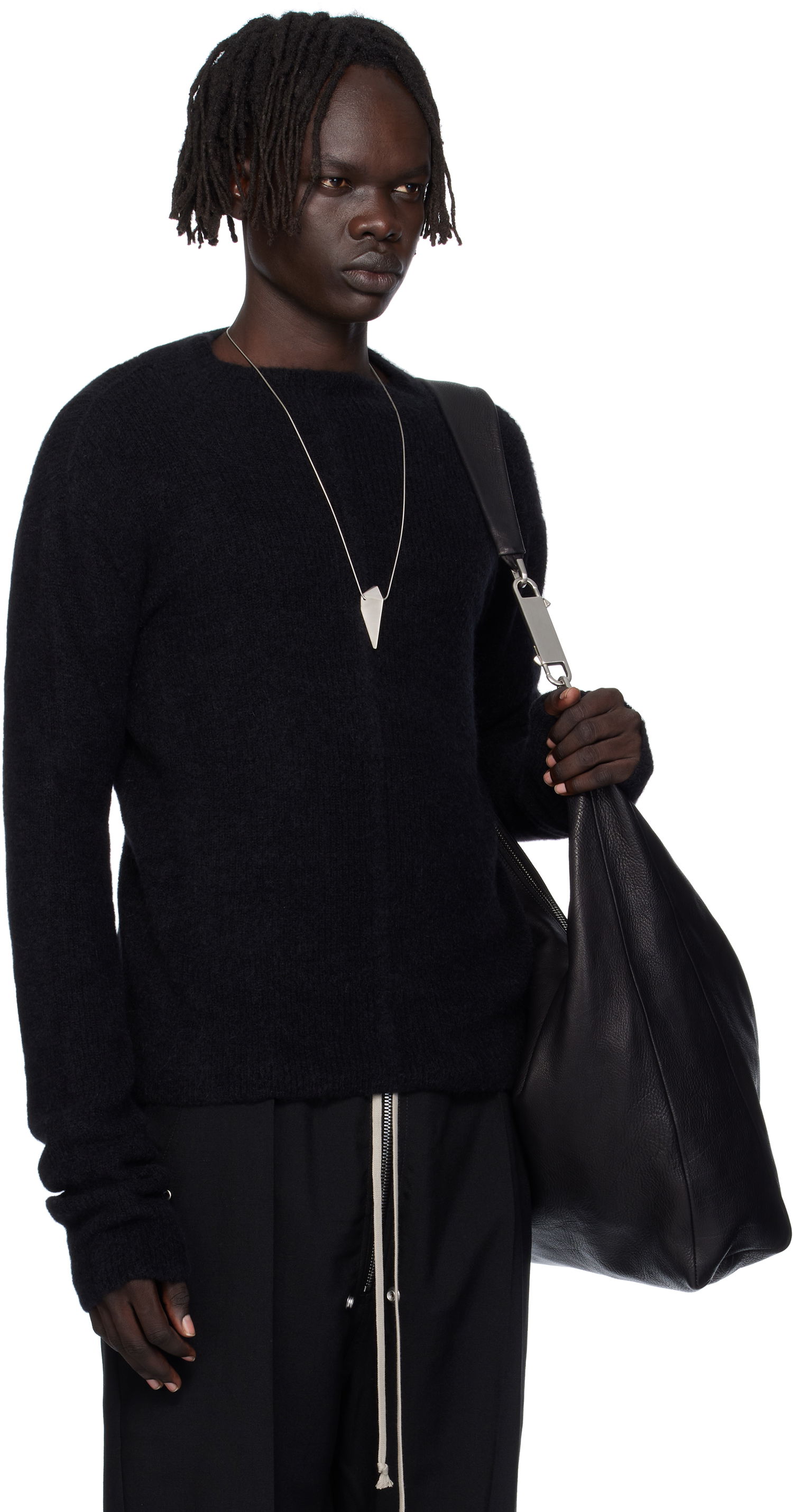 Pleteni pulover Rick Owens Rick Owens Headon Pull Sweater Črna | RU02E1690 KWP, 1