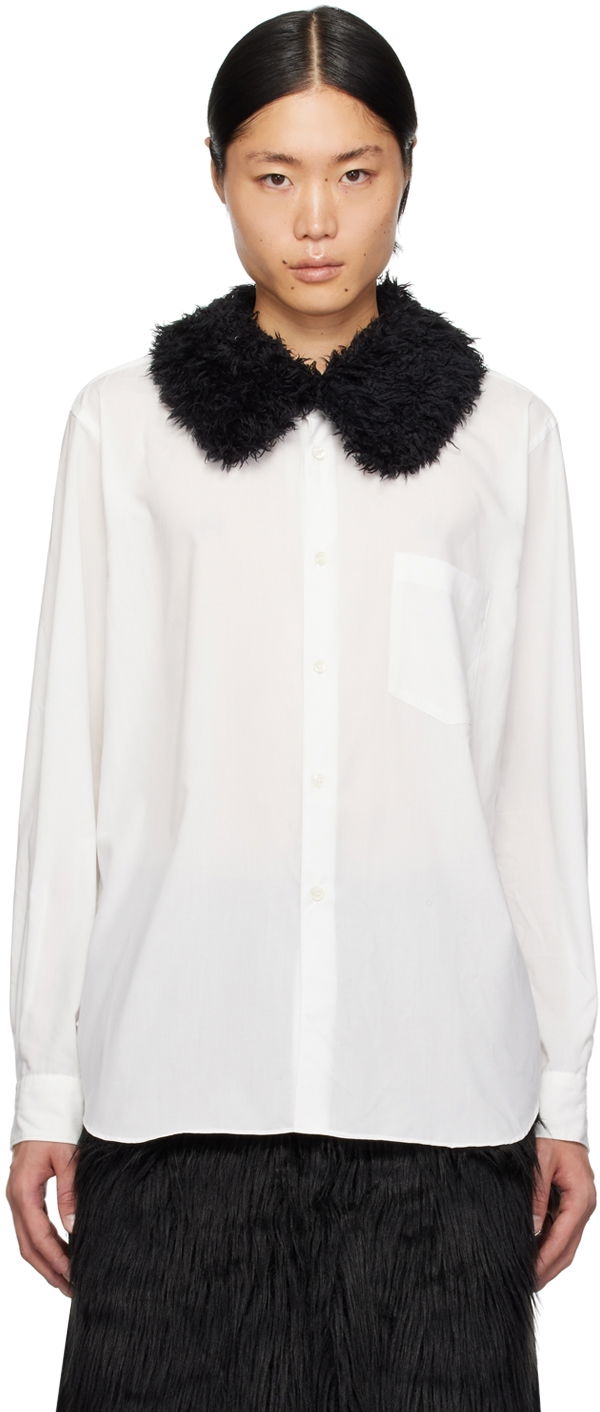 Srajce Comme des Garçons Faux-Fur Collar Shirt Bela | PL-B017-051-2-1