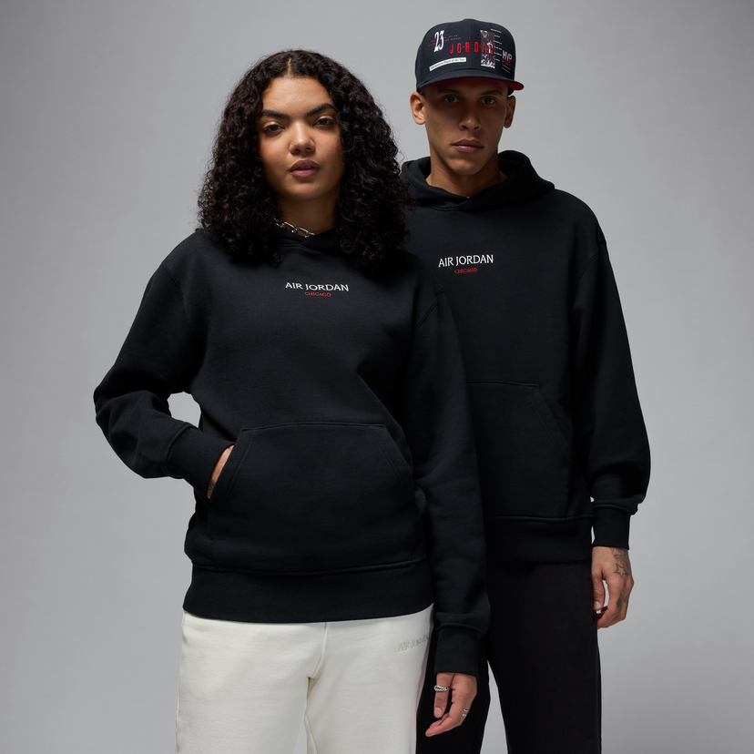 Pulover Jordan Air Jordan Wordmark Chicago Fleece Hoodie Črna | HF9289-010