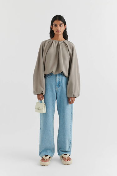 Pleteni pulover AXEL ARIGATO Sade Gathered Pullover Rjava | A2109002, 4