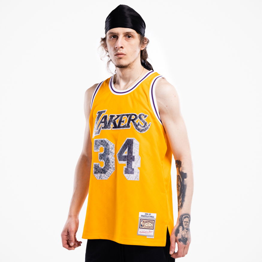 Dres Mitchell & Ness 75th Anniversary Swingman Jersey Shaquille O'Neil Los Angeles Lakers Rumena | SMJY1202-LAL96SONLTGD, 0