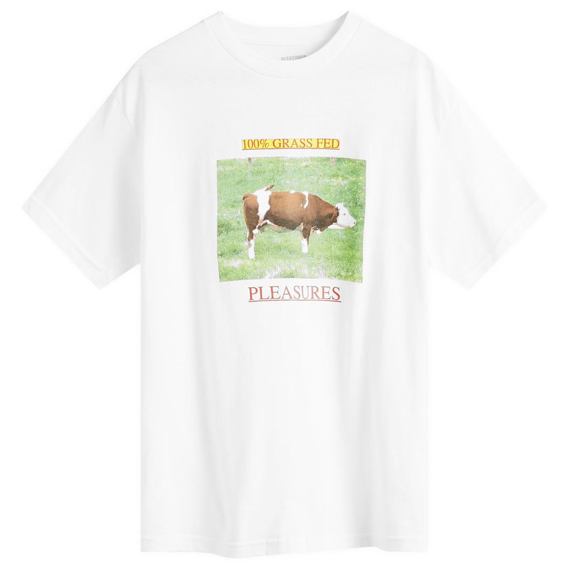 Majica Pleasures Pleasures Grass Fed Graphic T-Shirt Bela | P24W042-WHITE