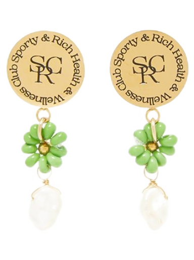 Uhani Sporty & Rich Flower and Bead Earrings Kovinski | AC462-PE
