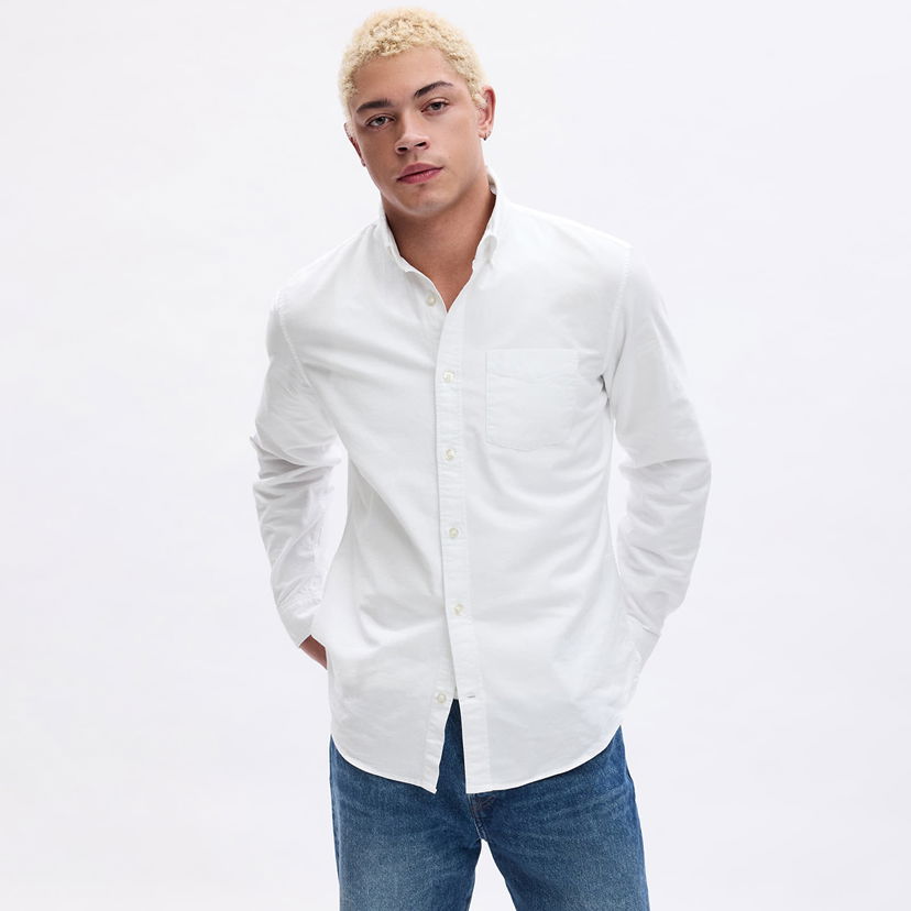 Srajce GAP Standard Oxford Shirt White V2 Global Bela | 619568-02