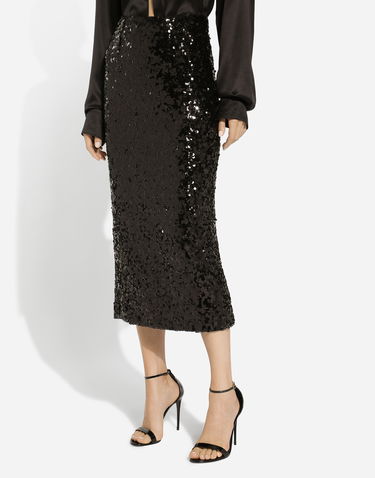 Krila Dolce & Gabbana Sequined Calf-Length Skirt Črna | F4CRGTHLMZMN0000, 3