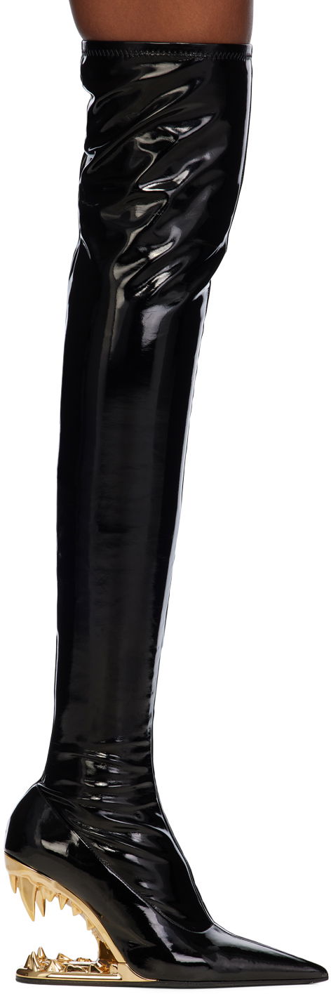 Oblačila GCDS GCDS Morso Thigh-High Patent Leather Boots Črna | A1OW4605AA9