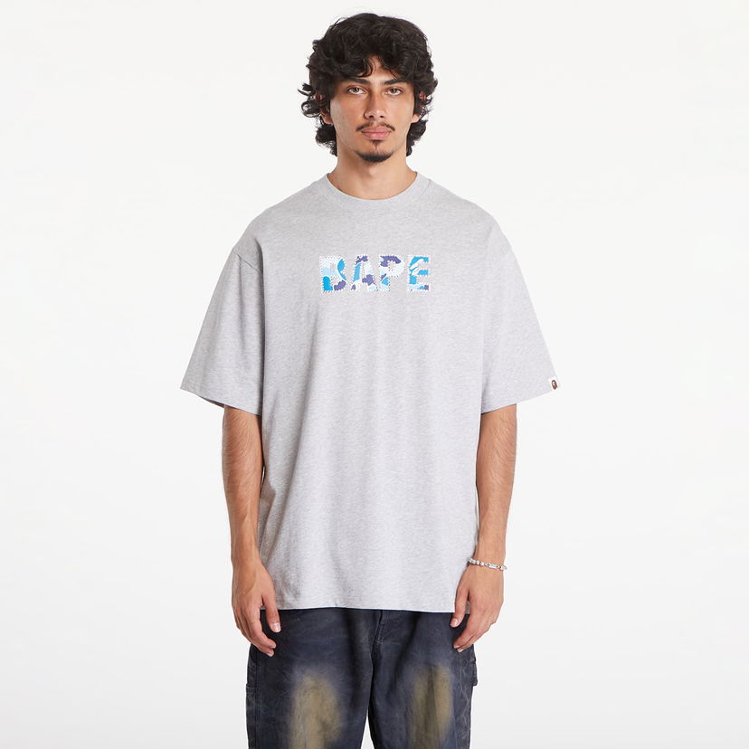 Majica BAPE A BATHING APE Rhinestone Logo Relaxed Fit Short Sleeve Tee Gray Siva | 001CSK801307M GRA