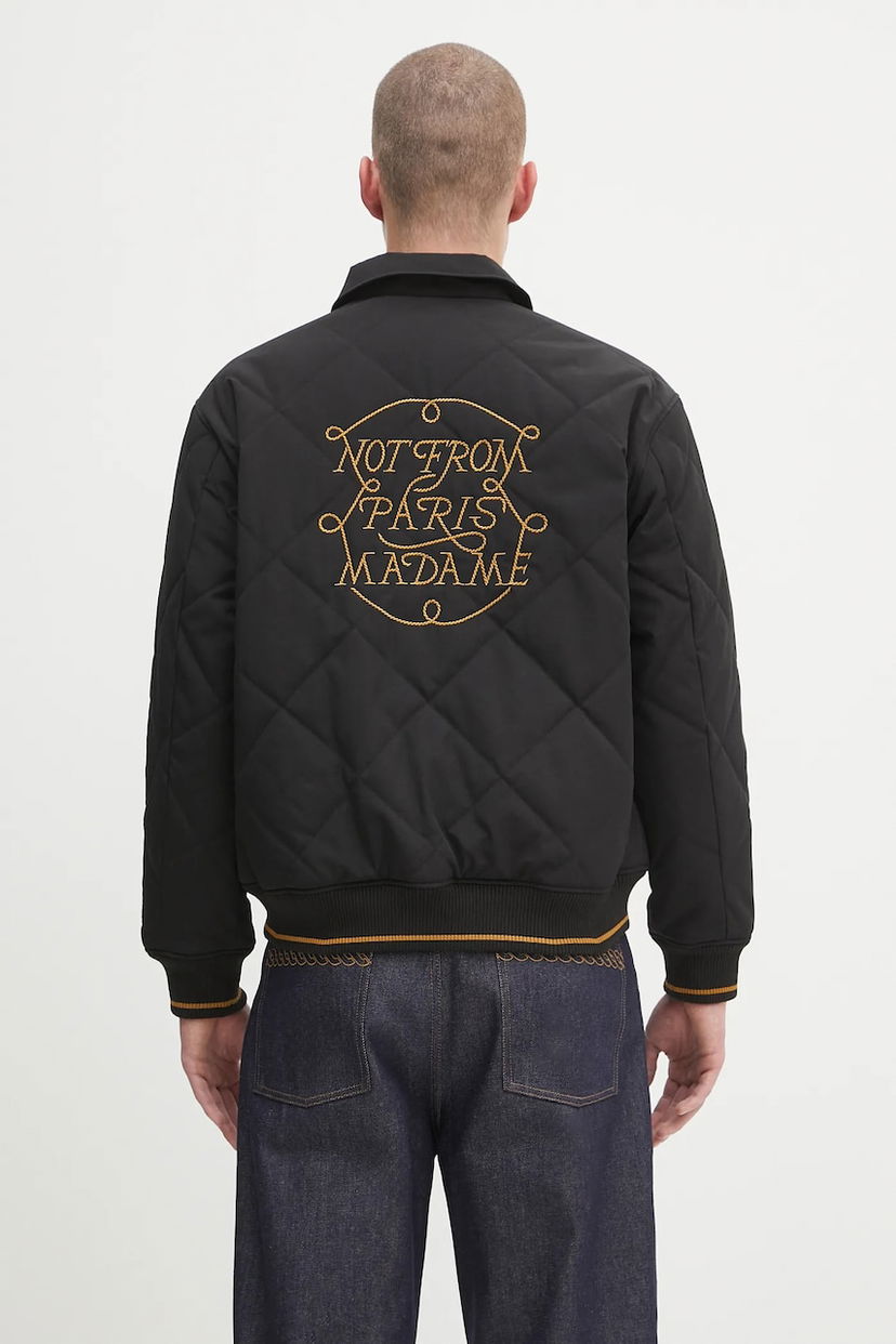 Jakna Drôle de Monsieur Drôle de Monsieur La Veste Slogan Tresses Quilted Jacket Črna | H.JT236.PL163