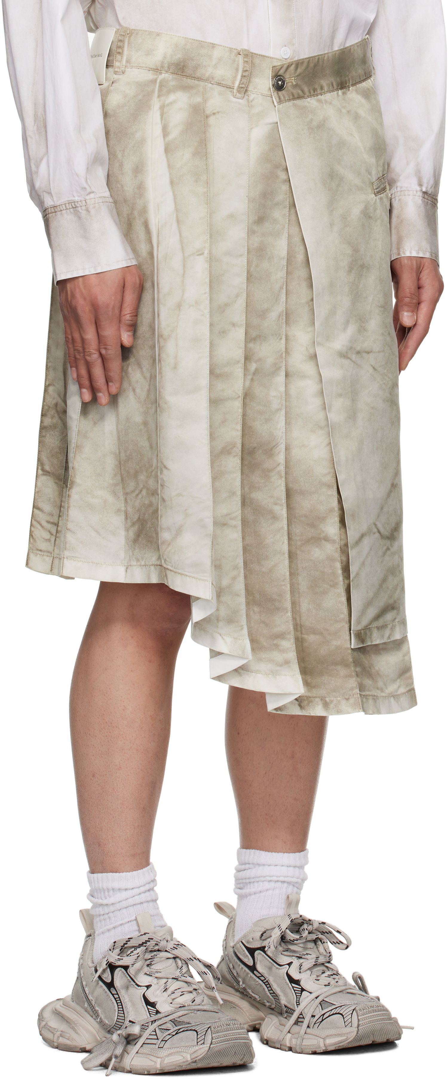Krila Feng Chen Wang Feng Chen Wang Sandwashed Nylon Asymmetrical Skirt Bež | FUS19SK02, 1