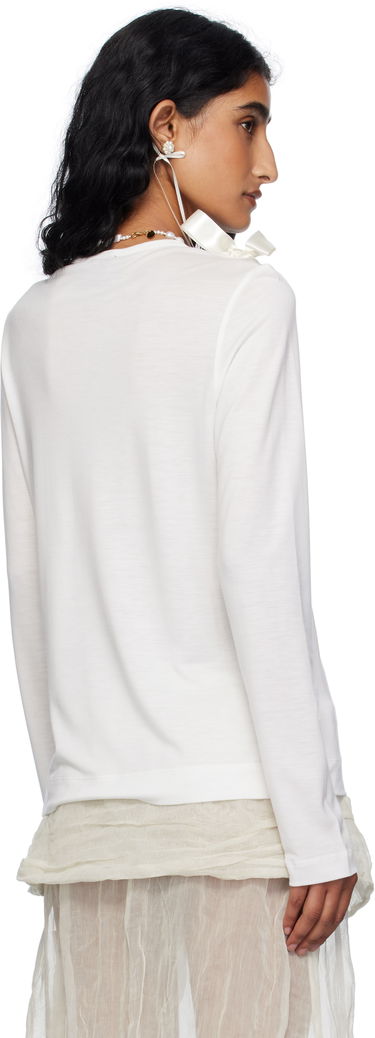 Majica Simone Rocha Simone Rocha Bow Ribbon Tail Long Sleeve T-shirt Bela | 5367 0571, 2