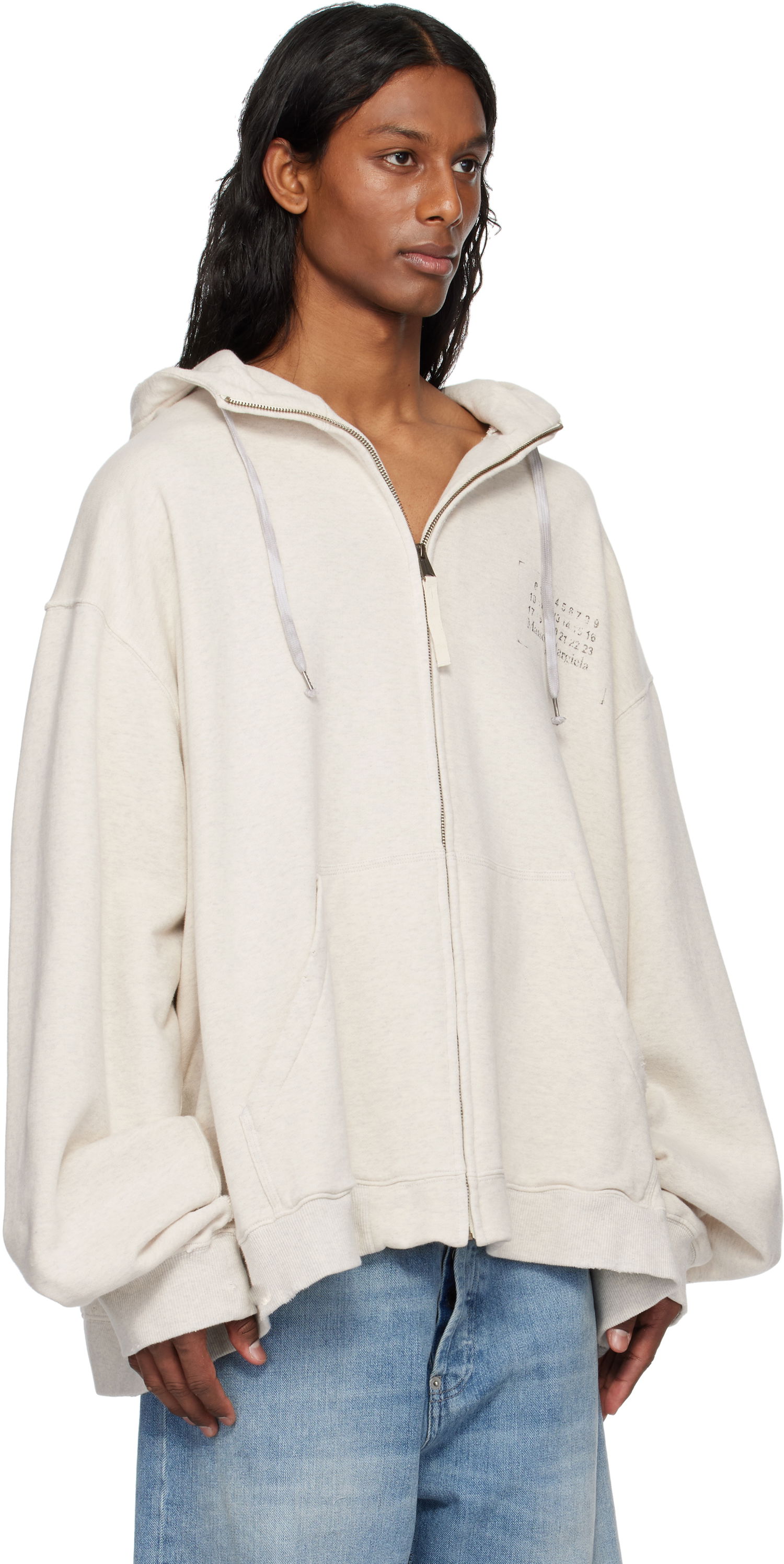 Pulover Maison Margiela Maison Margiela Stamp Logo Zip Hoodie Bež | S50HG0048 S25614, 1