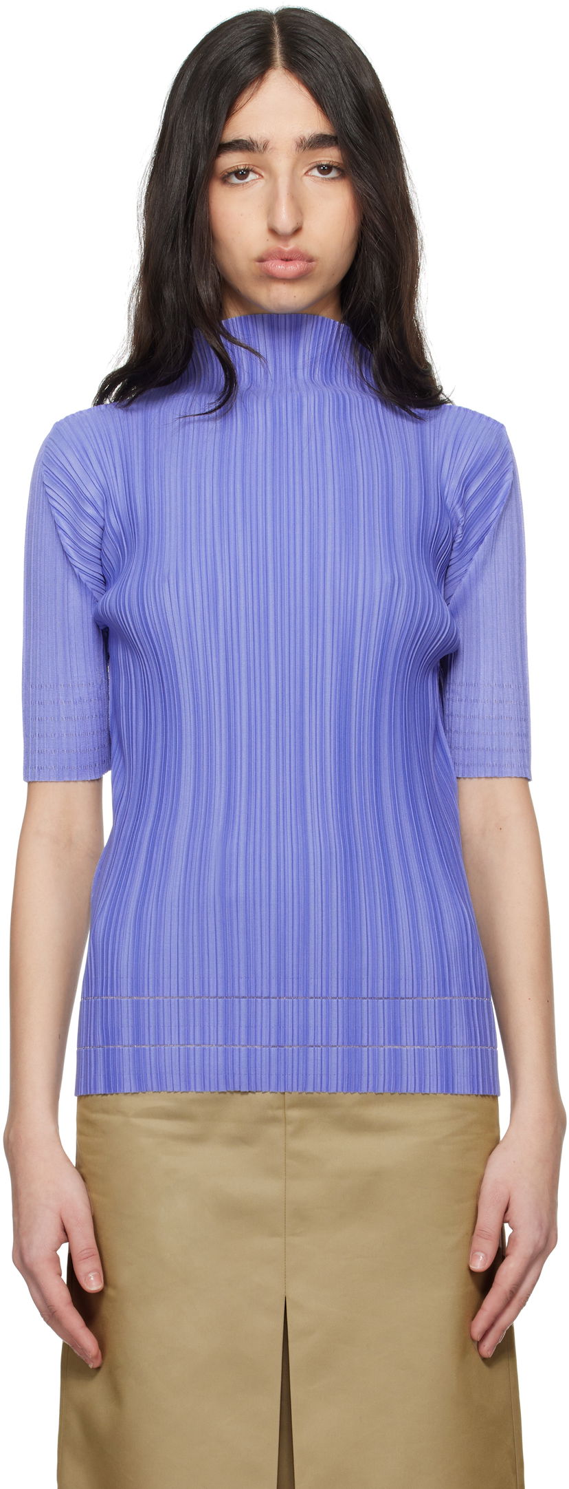 Pleteni pulover Pleats Please Issey Miyake Pleats Please Issey Miyake Soft Pleats Turtleneck Top Lila | PP56JK933
