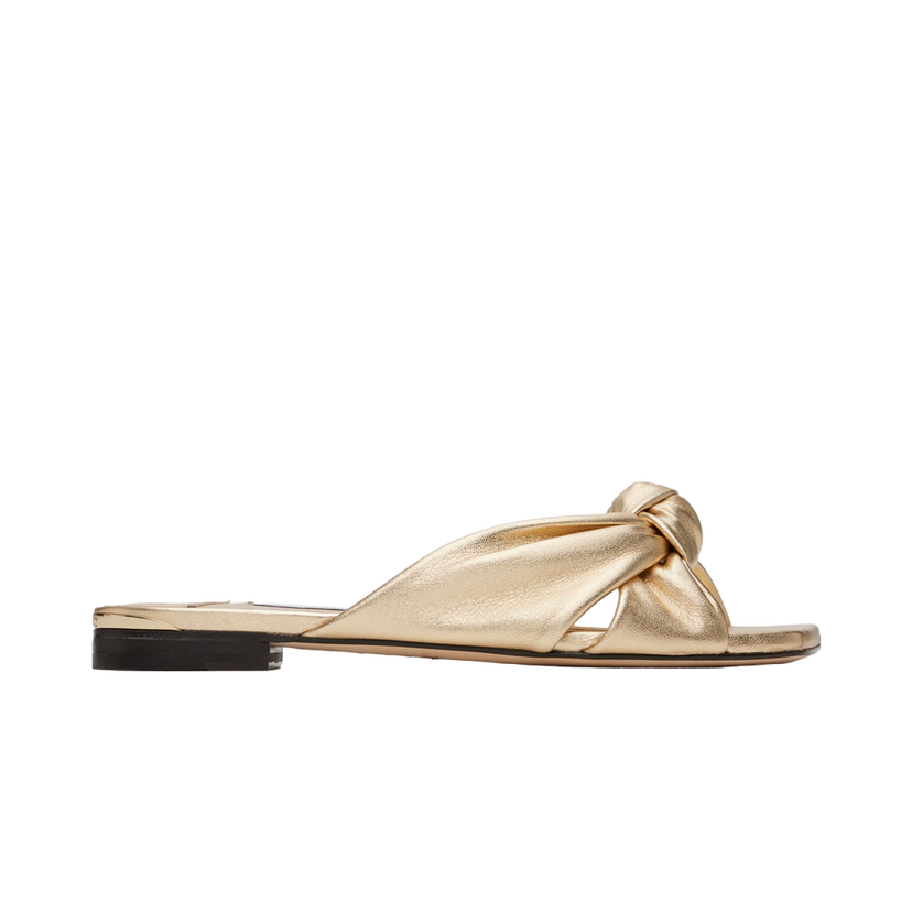Superge in čevlji Jimmy Choo Avenue Knotted Flat Sandals Kovinski | AVENUE FLAT MNA