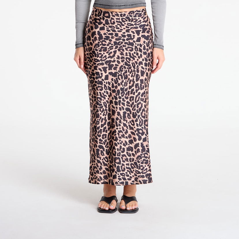 Krila GUESS GUESS Sibilla Long Satin Leopard Print Skirt Rjava | W5YD55WF1T2-P1MO