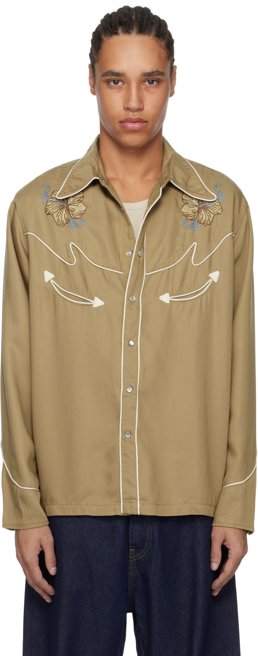 Srajce Nudie Jeans Nudie Jeans Gonzo Cowboy Flower Shirt Rjava | 140885