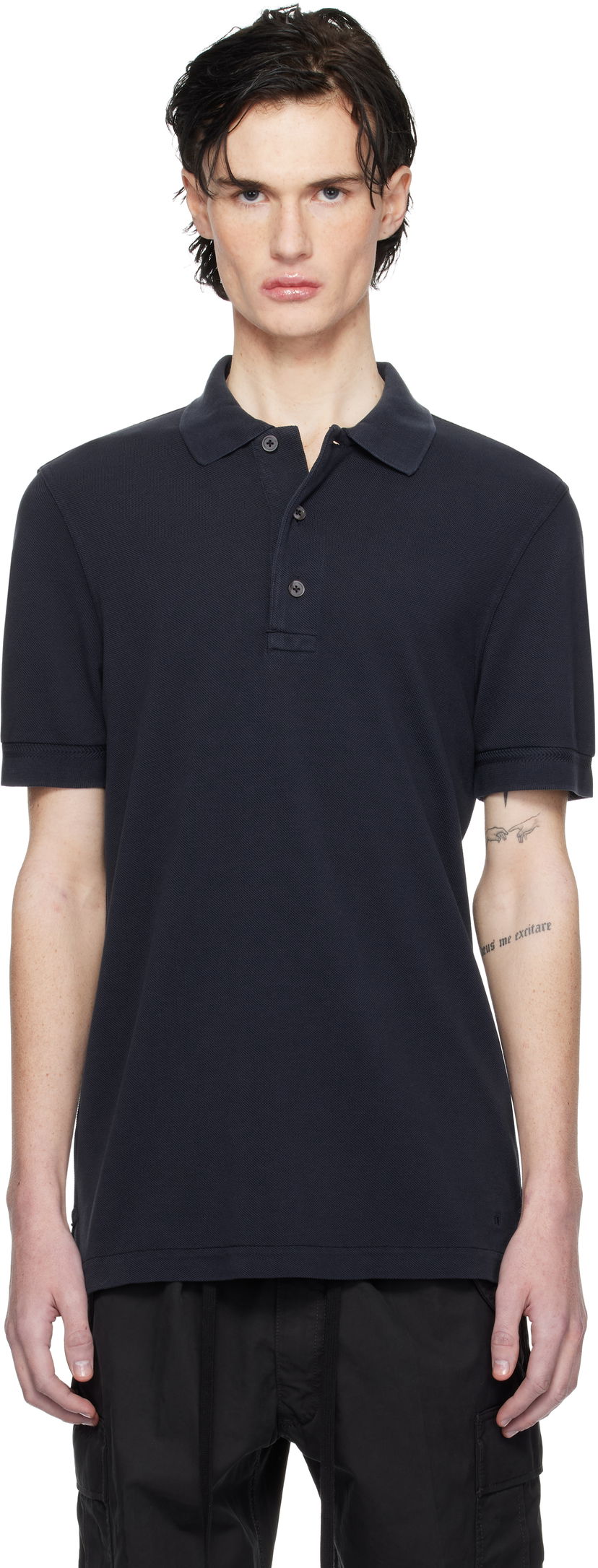 Polo majica Tom Ford Three-Button Polo Shirt Mornarica | JPS011-JMT009S25