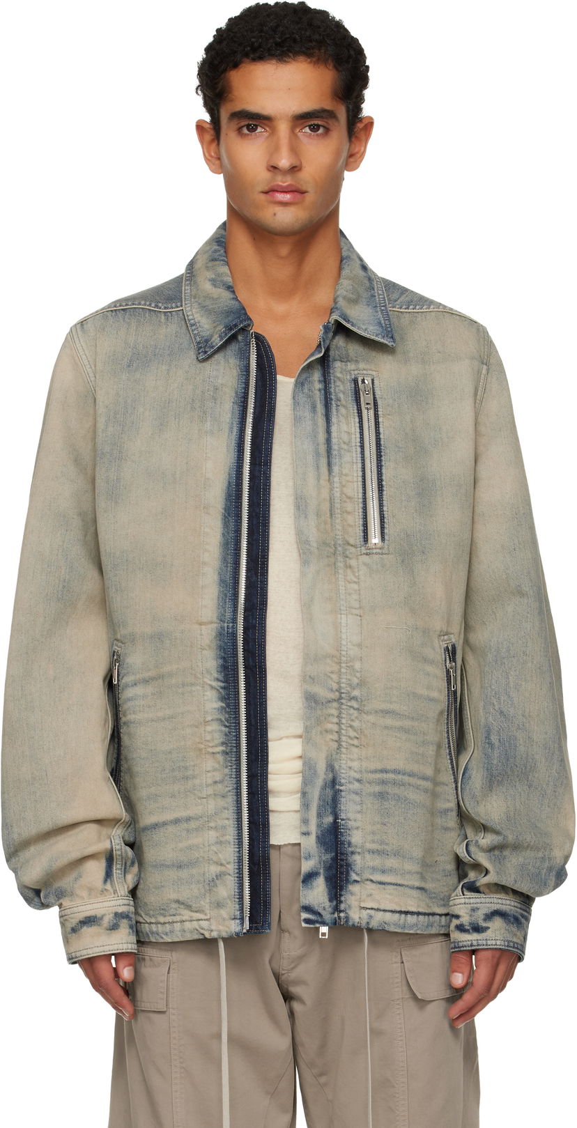 Jakna Rick Owens DRKSHDW Concordians Concealed Zipfront Denim Jacket Modra | DU02E7775 DMP
