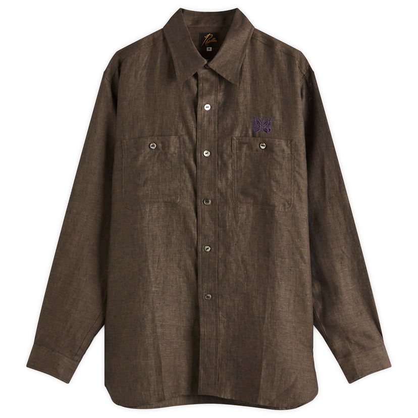Srajce Needles Needles Linen Chambray Work Shirt, Large Rjava | QV291-C