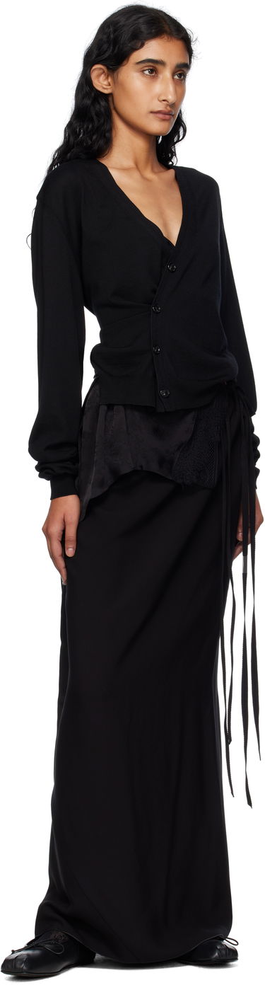 Pleteni pulover Ann Demeulemeester Ann Demeulemeester Zofia Asymmetric Spliced Cardigan Črna | 2510-W-KN18-KN056-099, 3